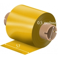 Риббон 57 мм. х 74 м. Wax/Resin Out Золотой (Золотистый), втулка 0.5 дюйма (110мм ширина) IQ Code