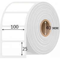 Этикетка самоклеящаяся 100х25 (рядов 1 по 1 000 шт) Полипропилен белый Намотка внутрь в рулоне, втулка 40 мм (к) IQ code