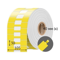 Этикетка для кабеля и провода (флажок) 105х30 (рядов 1 по 500 шт) Полипропилен Желтый гантеля в рулоне, втулка 40 мм (к) IQ code