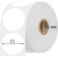 Этикетка самоклеящаяся круглая 15 мм (рядов 1 по 12 000 шт) Полипропилен белый в рулоне, втулка 76 мм (к) IQ code