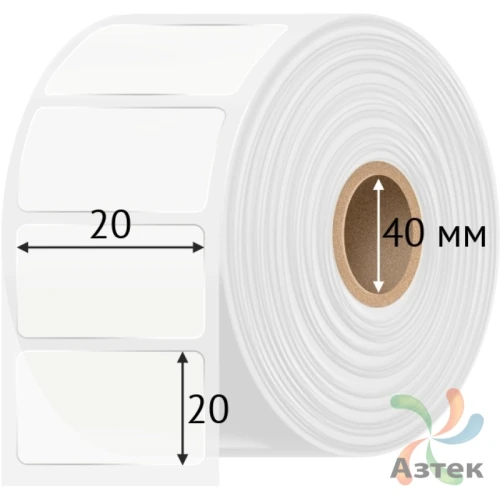 Этикетка самоклеящаяся 20х20 (рядов 1 по 2 000 шт) Прозрачный полипропилен в рулоне, втулка 40 мм (к) IQ code