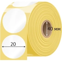 Термоэтикетка ТОП круглая 20 мм (рядов 1 по 3 500 шт)  в рулоне, втулка 40 мм (к) IQ code