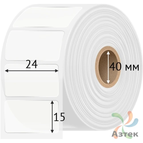 Этикетка самоклеящаяся 24х15 (рядов 1 по 500 шт) Прозрачный полипропилен в рулоне, втулка 40 мм (к) IQ code