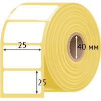 Термотрансферная этикетка 25х25 (рядов 1 по 9 500 шт) Полуглянец в рулоне, втулка 40 мм (к) IQ code
