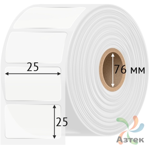 Этикетка самоклеящаяся 25х25 (рядов 1 по 1 000 шт) Прозрачный полипропилен в рулоне, втулка 76 мм (к) IQ code