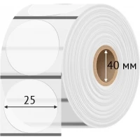 Этикетка самоклеящаяся с печатью + Черная метка/ КРУГ 25 мм (рядов 1 по 1 000 шт) Прозрачный полипропилен в рулоне, втулка 40 мм (к) IQ code