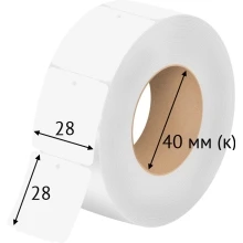 Бирка навесная для кабеля У-153 квадрат 28х28 (рядов 1 по 1 000 шт), Синтетика в рулоне втулка 40 мм (к),  цвет Белый