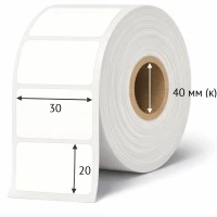 Этикетка самоклеящаяся 30х20 (рядов 1 по 3 500 шт) Полипропилен матовый в рулоне, втулка 40 мм (к) IQ code