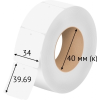 Бирка навесная ювелирная 34х39,69 (рядов 1 по 500 шт), Картон термотрансферный в рулоне втулка 40 мм (к), 