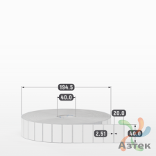 Этикетка самоклеящаяся 40х20 (рядов 1 по 10 000 шт) Полипропилен белый акриловый клей в рулоне, втулка 40 мм (к) IQ code