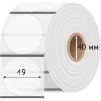 Этикетка самоклеящаяся с печатью 49х49 (рядов 1 по 500 шт) Прозрачный полипропилен в рулоне, втулка 40 мм (к) IQ code + Черная метка/ КРУГ