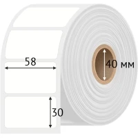 Этикетка самоклеящаяся 58х30 (рядов 1 по 900 шт) Полипропилен белый в рулоне, втулка 40 мм (к) IQ code