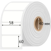 Этикетка самоклеящаяся 58х60 (рядов 1 по 500 шт) Полипропилен белый в рулоне, втулка 40 мм (к) IQ code