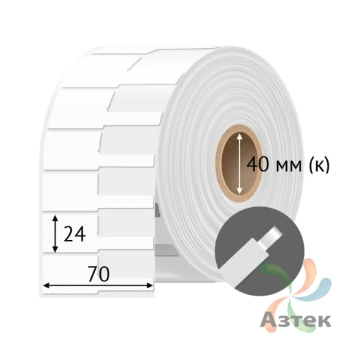 Этикетка для кабеля и провода (флажок) 70х24 (рядов 1 по 500 шт) Полипропилен белый с хвостиком в рулоне, втулка 40 мм (к) IQ code