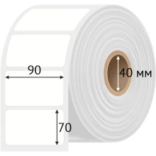 Этикетка самоклеящаяся 90х70 (рядов 1 по 500 шт) Полипропилен белый + Перфорация 2 мм рез 1 мм пробел в рулоне, втулка 40 мм (к) IQ code