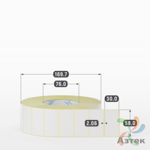 Термотрансферная этикетка 58х30 (рядов 1 по 4 000 шт) Полуглянец в рулоне, втулка 76 мм (к) IQ code
