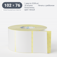 Термотрансферная этикетка 102х76 (рядов 1 по 2 238 шт) Полуглянец + Перфорация по подложке в рулоне, втулка 76 мм (к) IQ code