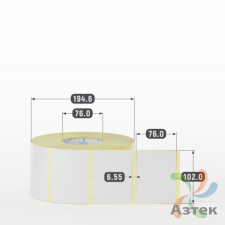 Термотрансферная этикетка 102х76 (рядов 1 по 2 238 шт) Полуглянец + Перфорация по подложке в рулоне, втулка 76 мм (к) IQ code