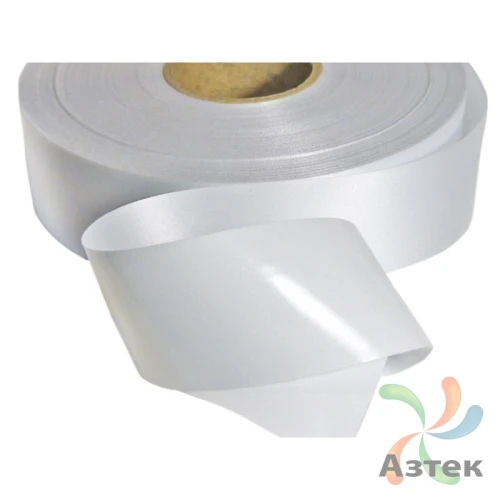 Сатиновая лента термоклеевая  10мм х 200м втулка 76 мм, цвет - белый	