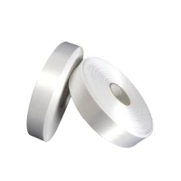 Сатиновая лента 10мм х 400м втулка 76 мм, цвет - белый