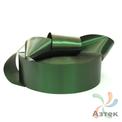 Сатиновая лента 25мм х 200м втулка 76 мм, цвет - изумрудный