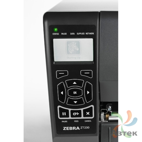 Принтер этикеток Zebra ZT230 термотрансферный 203, LCD, USB, RS-232, отрезчик, ZT23042-T2E000FZ