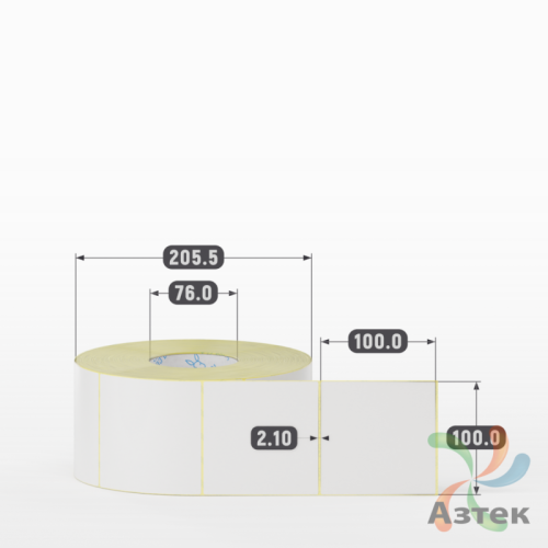 Термотрансферная этикетка 100х100 (рядов 1 по 2 000 шт) Полуглянец в рулоне, втулка 76 мм (к) IQ code