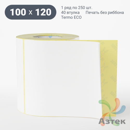 Термоэтикетка ЭКО 100х120 (рядов 1 по 250 шт)  в рулоне, втулка 40 мм (к) IQ code