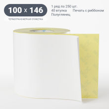 Термотрансферная этикетка 100х146 (рядов 1 по 250 шт) Полуглянец в рулоне, втулка 40 мм (к) IQ code