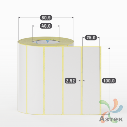 Термотрансферная этикетка 100х25 (рядов 1 по 1 000 шт) Полуглянец в рулоне, втулка 40 мм (к) IQ code