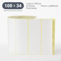 Термотрансферная этикетка 100х34 (рядов 1 по 1 000 шт) Полуглянец в рулоне, втулка 25 мм (к) IQ code