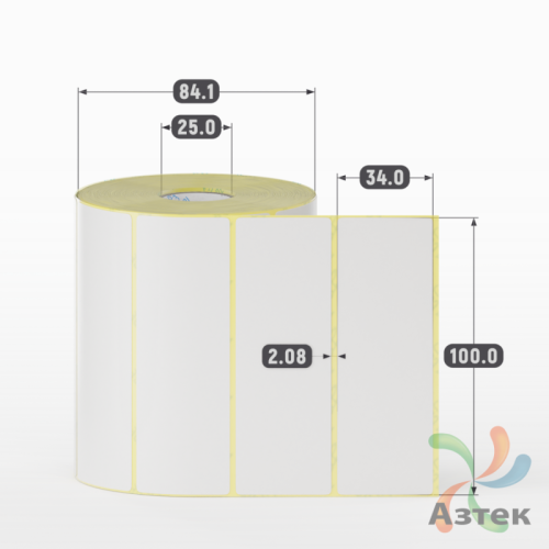 Термотрансферная этикетка 100х34 (рядов 1 по 1 000 шт) Полуглянец в рулоне, втулка 25 мм (к) IQ code