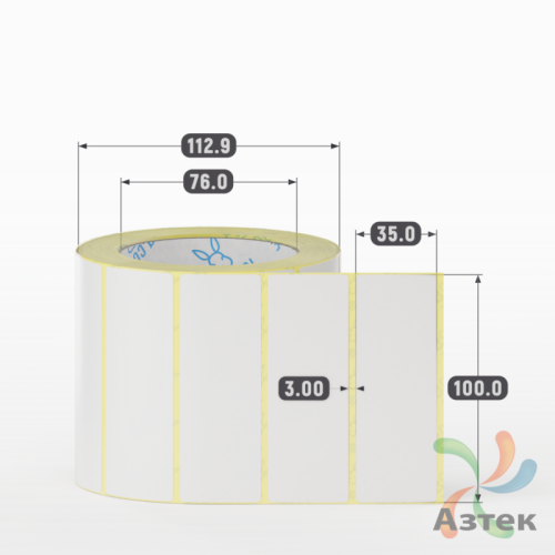 Термотрансферная этикетка 100х35 (рядов 1 по 1 000 шт) Полуглянец в рулоне, втулка 76 мм (к) IQ code