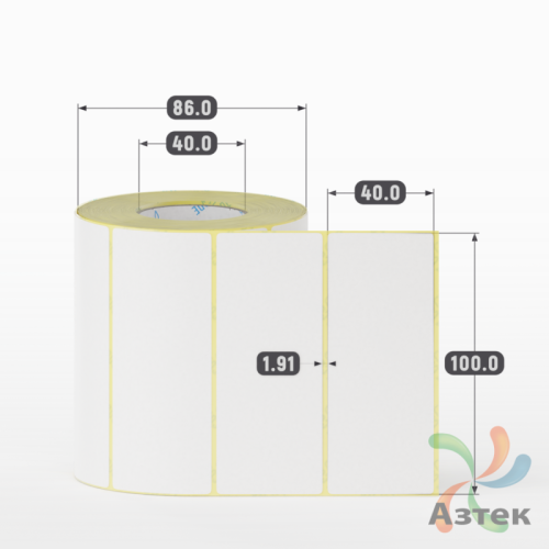 Термоэтикетка ЭКО 100х40 (рядов 1 по 750 шт)  в рулоне, втулка 40 мм (к) IQ code