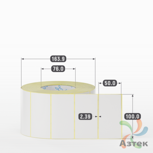 Термотрансферная этикетка 100х50 (рядов 1 по 2 250 шт) Полуглянец в рулоне, втулка 76 мм (к) IQ code