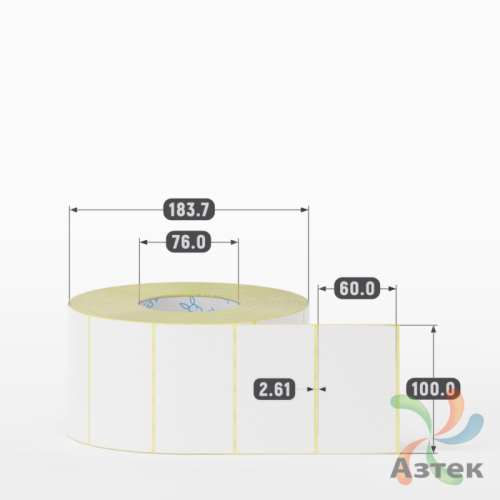 Термоэтикетка ЭКО 100х60 (рядов 1 по 2 500 шт)  в рулоне, втулка 76 мм (к) IQ code