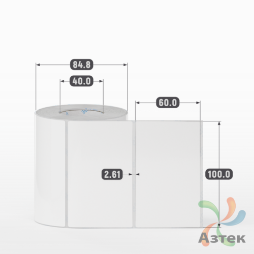 Этикетка самоклеящаяся 100х60 (рядов 1 по 500 шт) Полипропилен съемный клей в рулоне, втулка 40 мм (к) IQ code