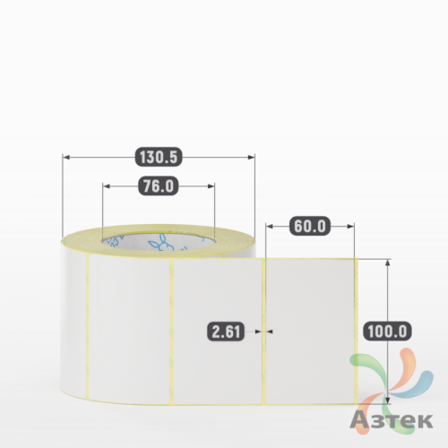 Термотрансферная этикетка 100х60 (рядов 1 по 1 000 шт) Полуглянец в рулоне, втулка 76 мм (к) IQ code