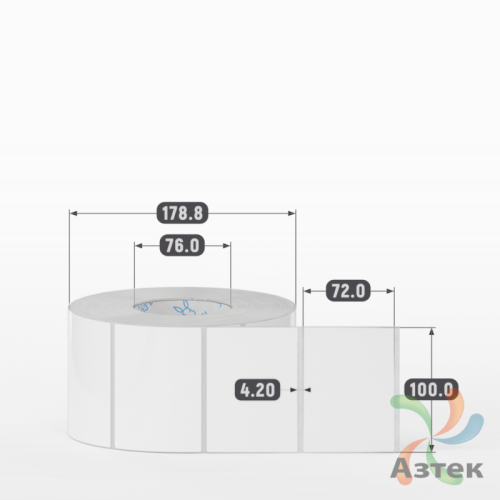 Этикетка самоклеящаяся 100х72 (рядов 1 по 2 000 шт) Полипропилен белый в рулоне, втулка 76 мм (к) IQ code 	