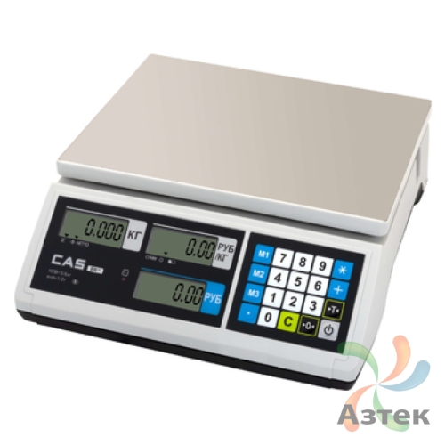 Весы CAS ER JR-15CB RS-232 настольные торговые до 15 кг, нержавеющая сталь