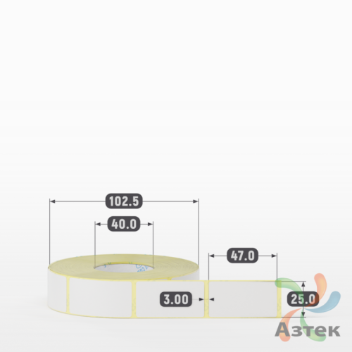 Термотрансферная этикетка 25х47 (рядов 1 по 1 000 шт) Полуглянец в рулоне, втулка 40 мм (к) IQ code