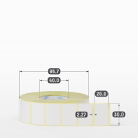 Термотрансферная этикетка 30х20 (рядов 1 по 2 000 шт) Полуглянец в рулоне, втулка 40 мм (к) IQ code