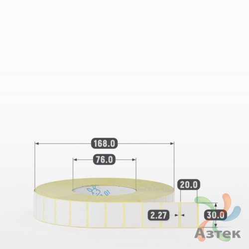 Термотрансферная этикетка 30х20 (рядов 1 по 6 000 шт) Полуглянец в рулоне, втулка 76 мм (к) IQ code