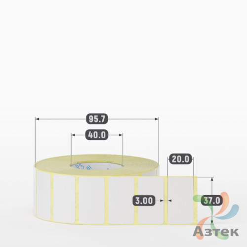 Термотрансферная этикетка 37х20 (рядов 1 по 2 000 шт) Полуглянец в рулоне, втулка 40 мм (к) IQ code