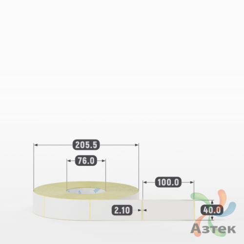 Термотрансферная этикетка 40х100 (рядов 1 по 2 000 шт) Полуглянец в рулоне, втулка 76 мм (к) IQ code