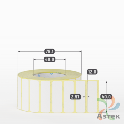Термоэтикетка ЭКО 40х12 (рядов 1 по 2 000 шт)  в рулоне, втулка 40 мм (к) IQ code