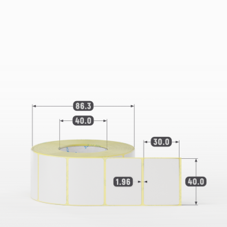 Термотрансферная этикетка 40х30 (рядов 1 по 1 000 шт) Полуглянец в рулоне, втулка 40 мм (к) IQ code