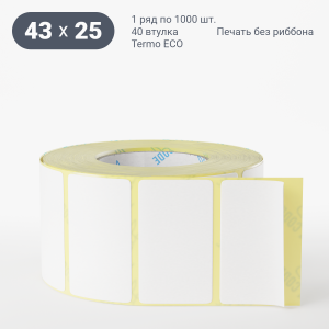 Термоэтикетка ЭКО 43х25 (рядов 1 по 1 000 шт) в рулоне, втулка 40 мм (к) IQ code