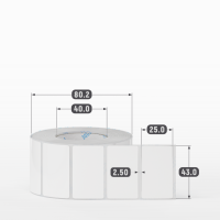Этикетка самоклеящаяся 43х25 (рядов 1 по 1 000 шт) Полипропилен белый в рулоне, втулка 40 мм (к) IQ code