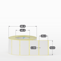 Термотрансферная этикетка 43х25 (рядов 1 по 1 000 шт) Полуглянец в рулоне, втулка 40 мм (к) IQ code